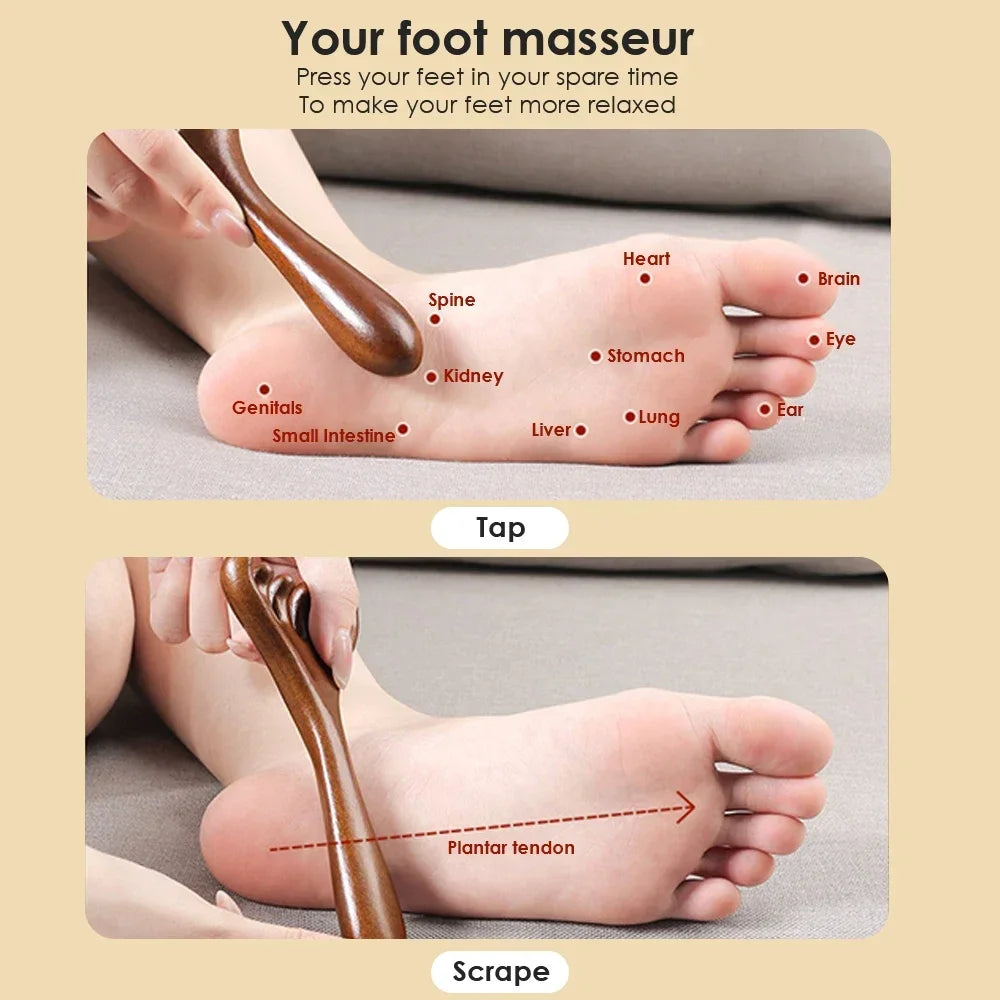 Natural Sandalwood Massage Comb Six-Claw Head Acupoint Massage Gua Sha Tool Neck Face Lifting Scraping Massager