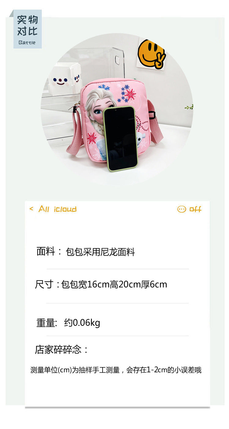 Disney New Cartoon Frozen Children's Bag Baby Girl Cute Princess Crossbody Bag Elsa Gift Shoulder Mobile Phone Bag