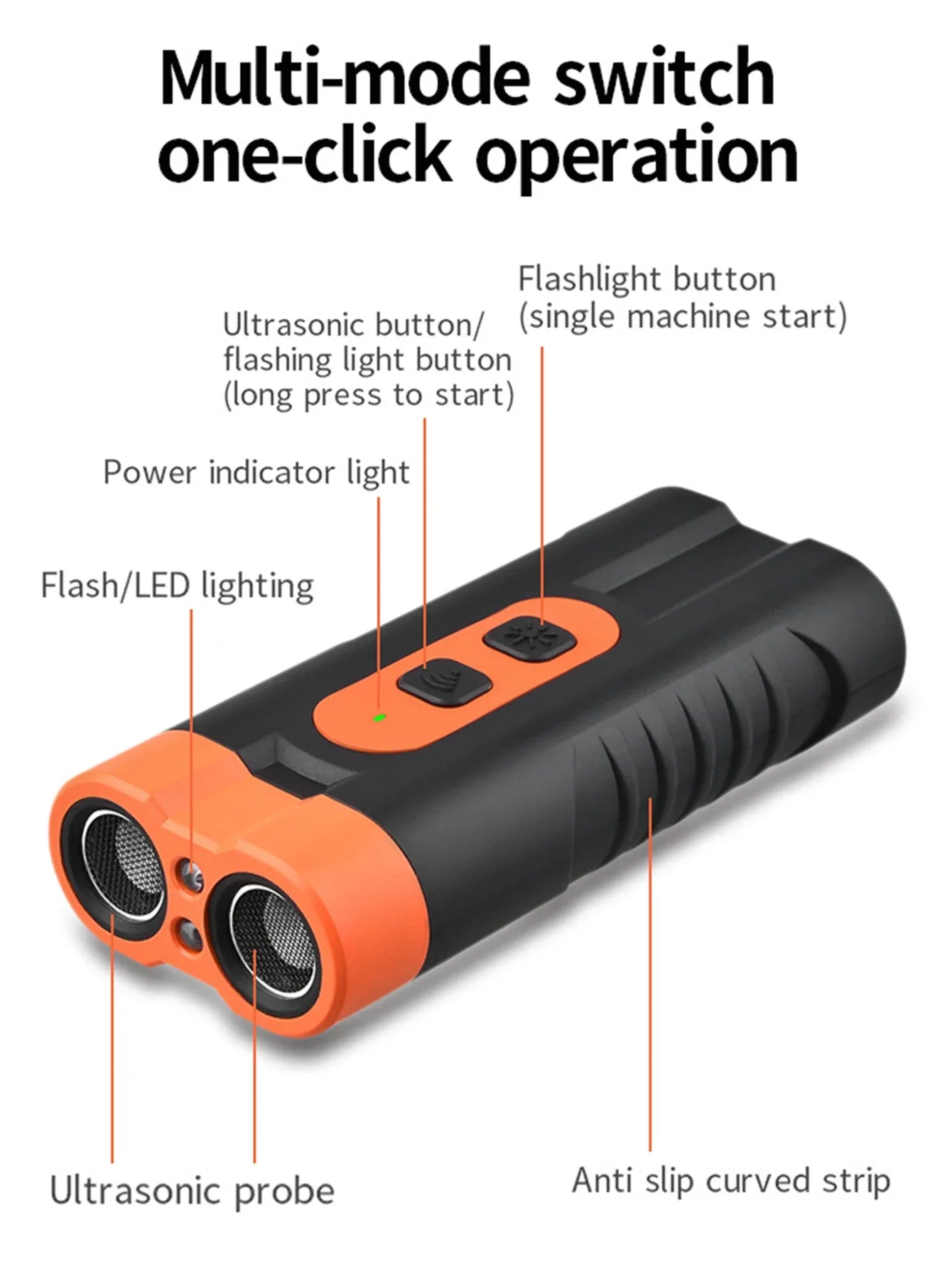 New Dual Head Ultrasonic Dog Repeller USB Rechargeable Dog Training Device High-Power Anti Bark Device with LED Flashlight