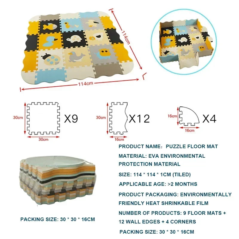 EVA Foam Play Mat with Fence Baby Puzzle Jigsaw Floor Mats Thick Carpet Pad for Kids Educational Toys Activity Pad Playmat