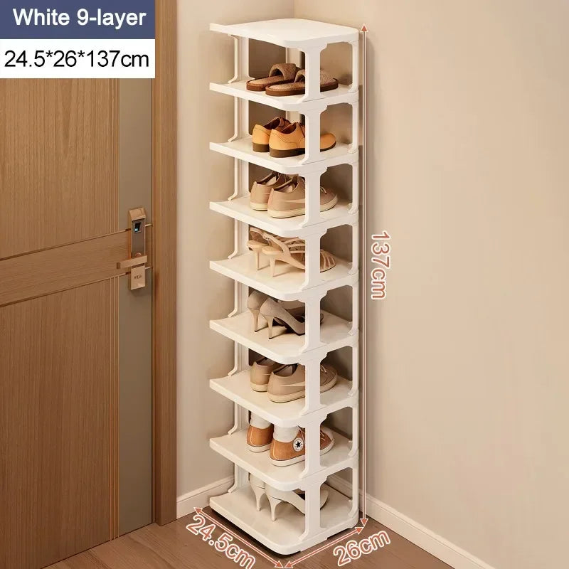 Shoe Cabinet Floor-standing Plastic Multi-Layer Stack Able Removable Home Narrow DIY Shoes Rack for Corner Gap Space Saving