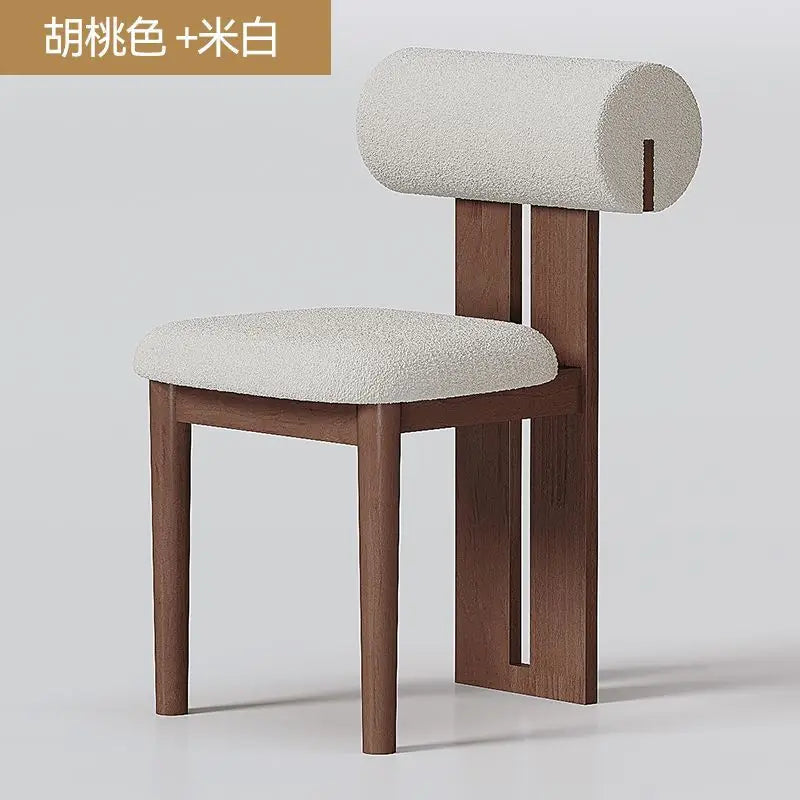Nordic French Vintage Solid Wood Dining Chair - Mid-Century Retro Backrest Hippo Chair for Home, Living Room & Vanity