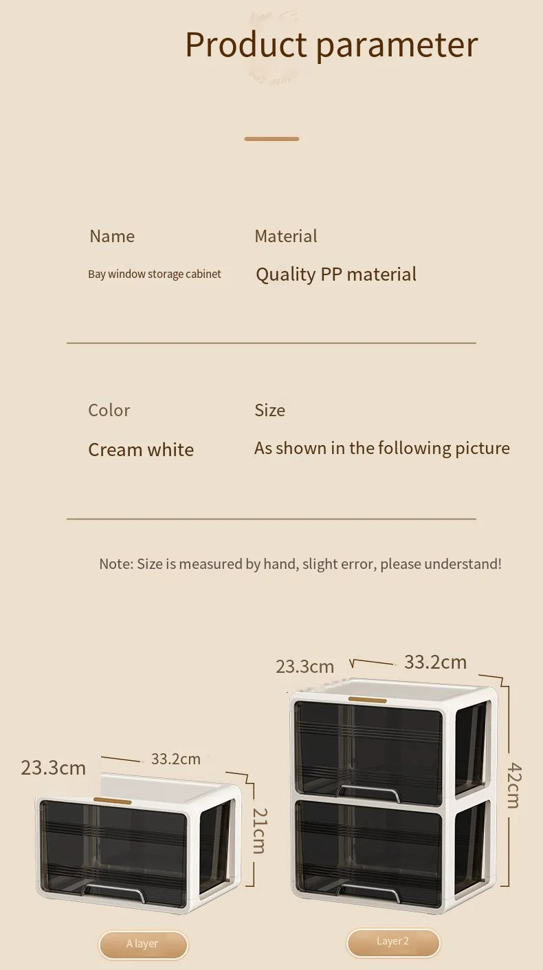 Window-side storage cabinet, transparent storage cabinet that doesn't require installation, large-capacity bedroom storage box