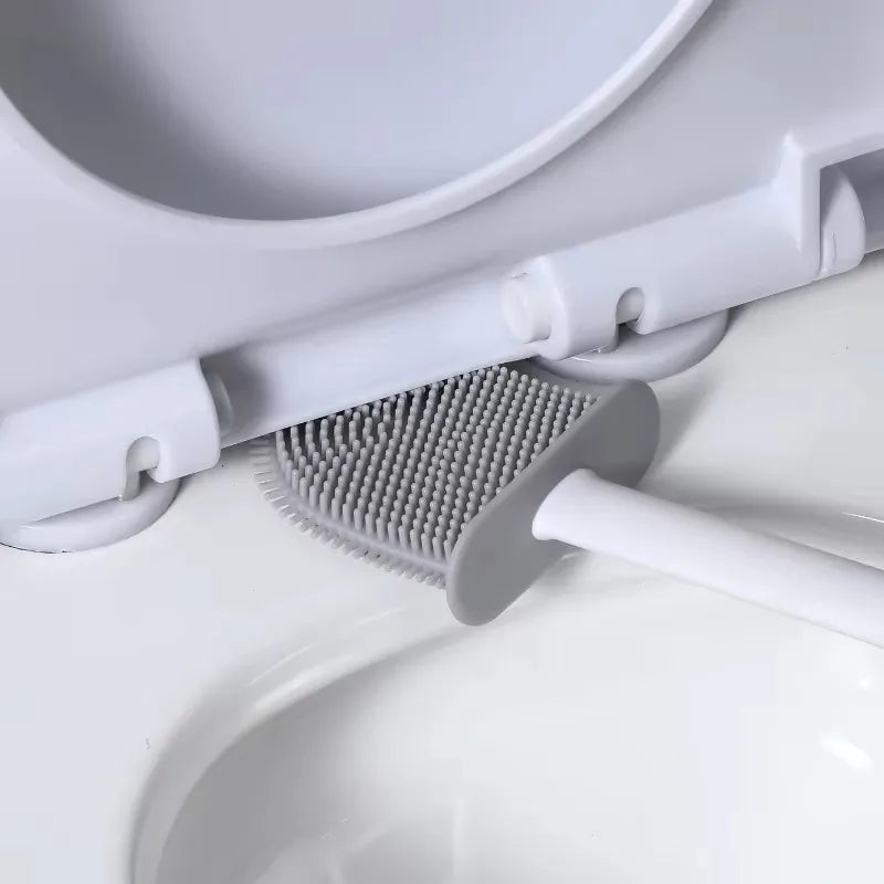 1PC Black Wall Mounted Toilet Brush Silicone Flat Brush Head Toilet Brush Cleaner Brush Set Toilet Cleaning Brush Bathroom