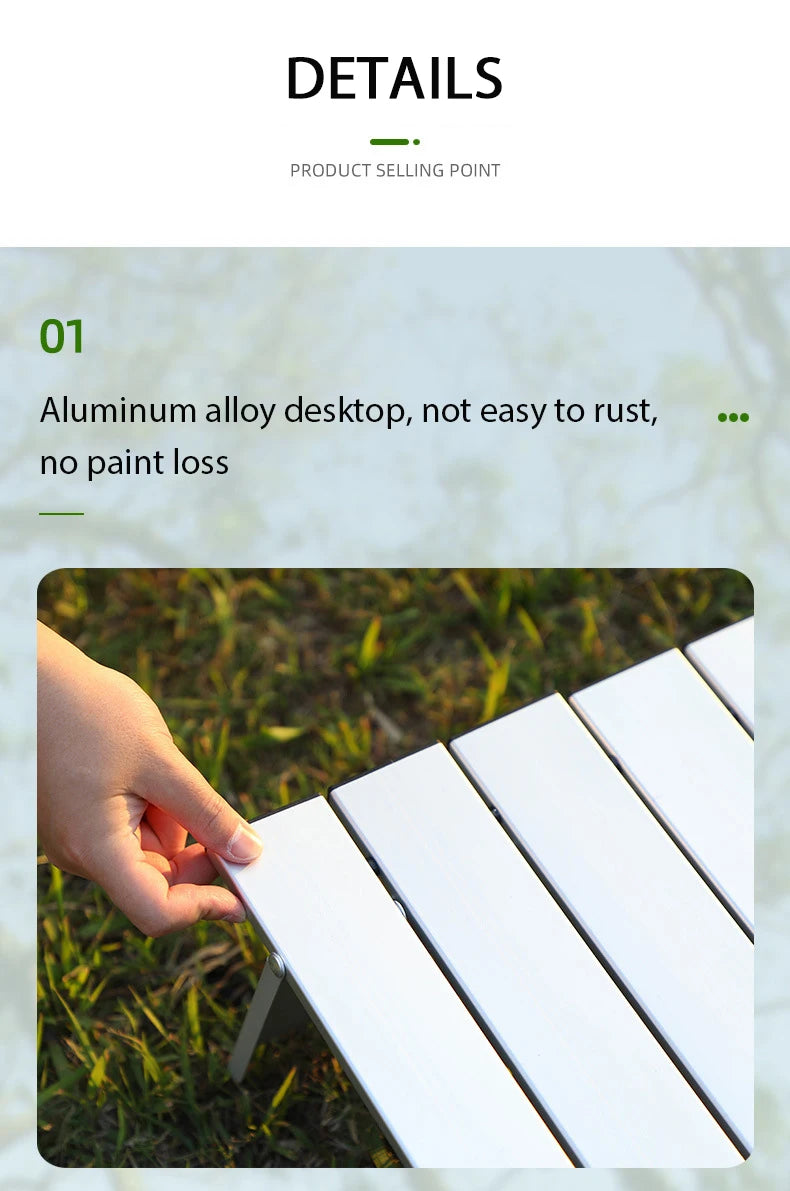 WESTTUNE Lightweight Roll Table Mini Folding Backpacking Fishing Picnic BBQ Outdoor Table Aluminum Living Room Dining Table