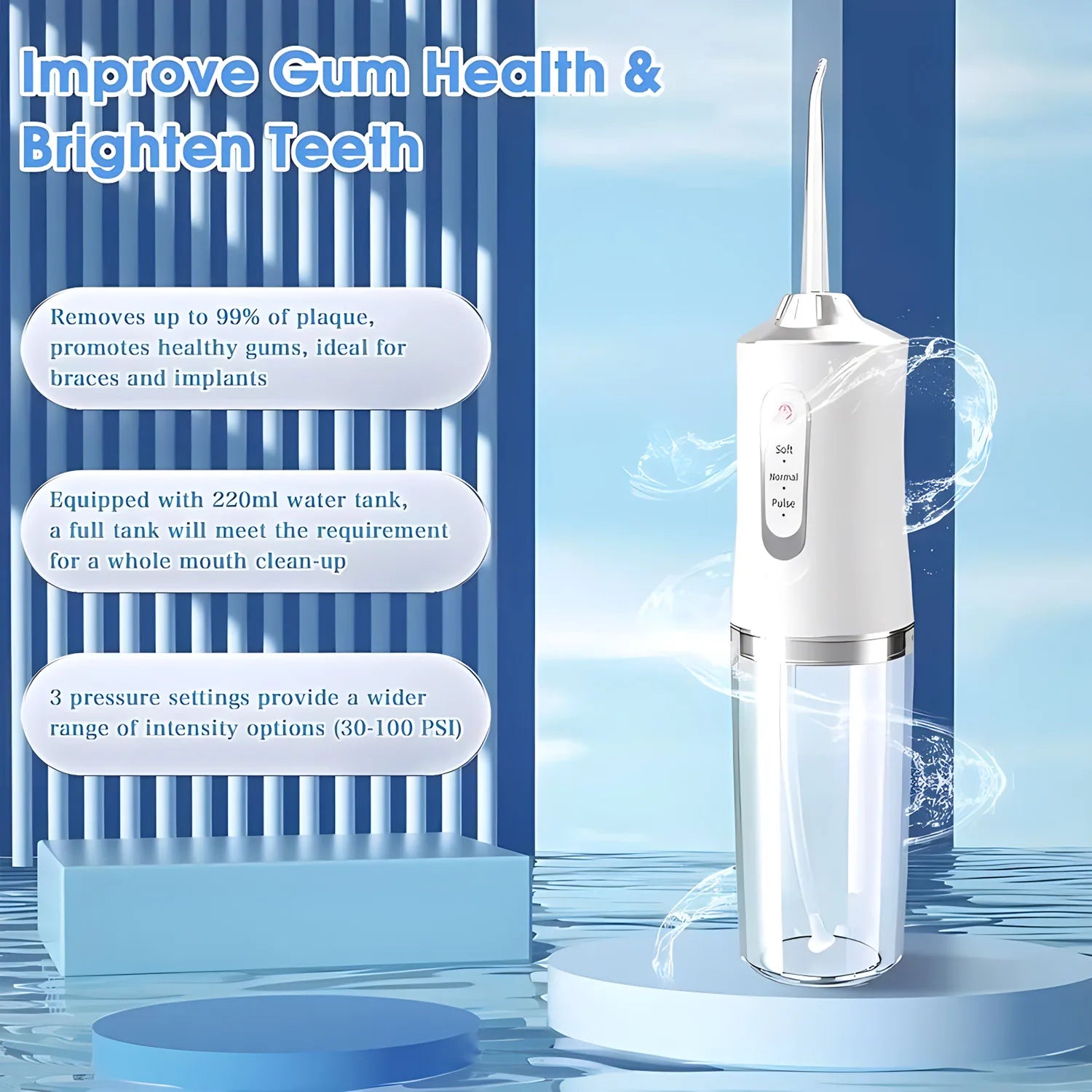 Smart Electric Dental Water Flosser Oral Irrigator Portable Dental Bed Sprinkler Jet Toothpick Mouth Washing Machine