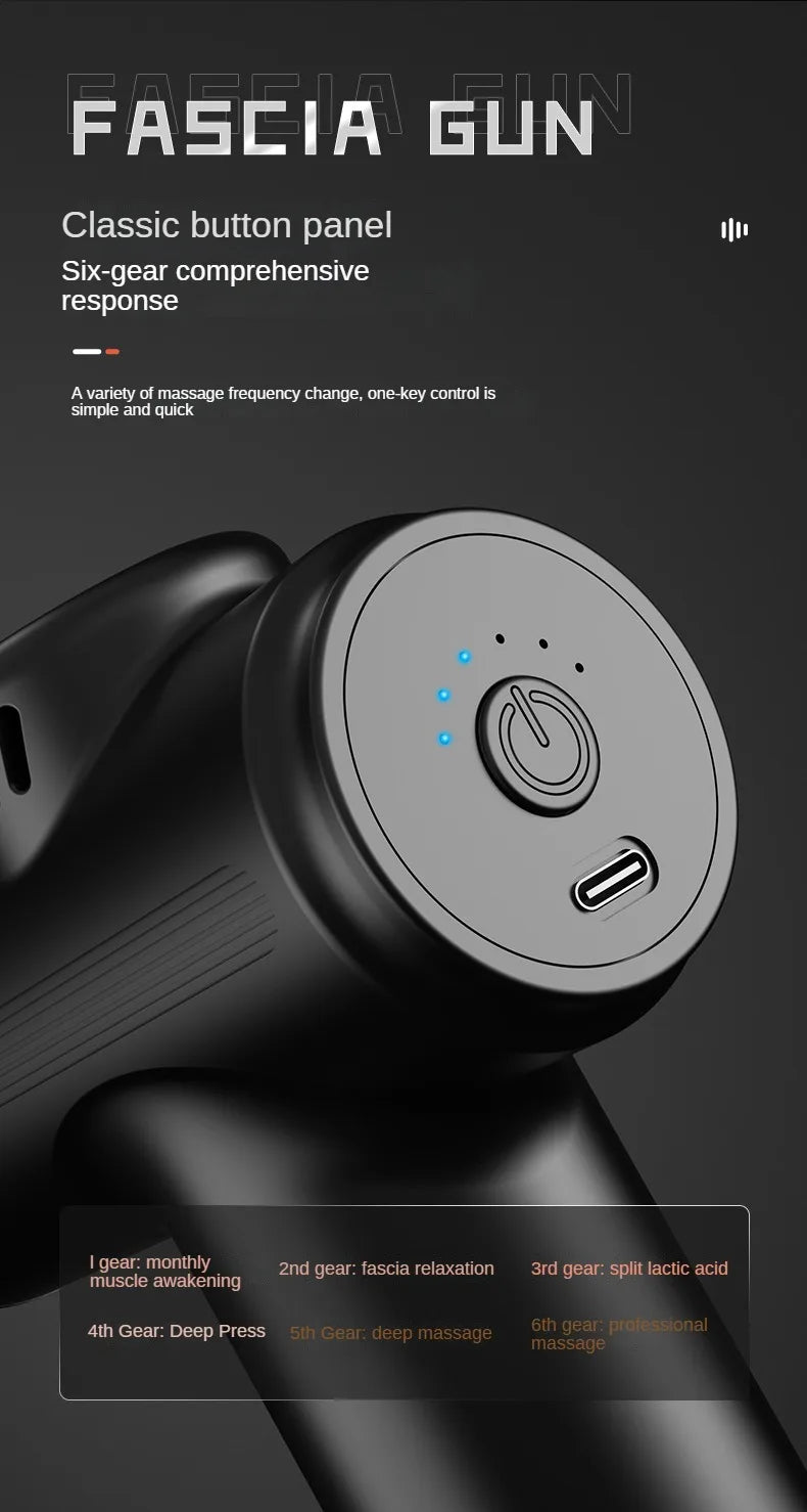 Mini  USB Electric Massage Gun Deep Tissue Facial Massgaer 8 Heads Arms Back Leg Muscle Relaxing For Body Back Arm Sport Fitness