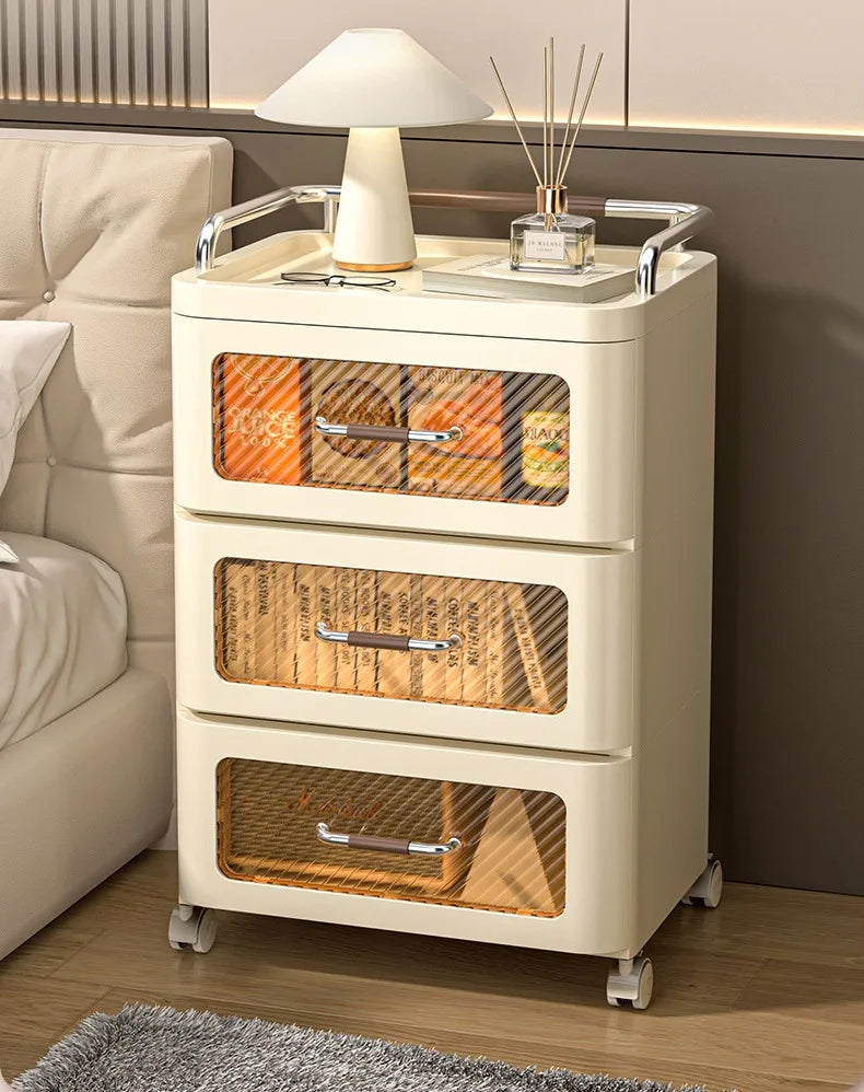 Storage Cabinet Drawer Style Household Snack Toy Storage Cabinet Mobile Layered Small Cart Storage Rack Removable Nightstand