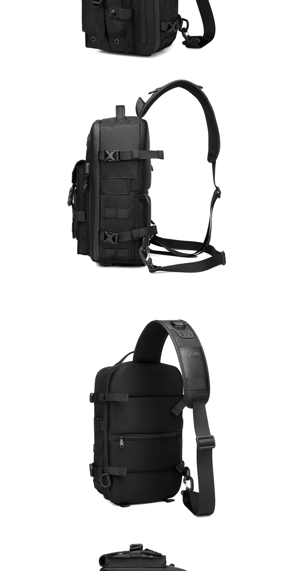 OZUKO Large Capacity Shoulder Bags for Male Waterproof Chest Bag Tactical Sling Messenger Bags Men Outdoor Sports Crossbody Bag