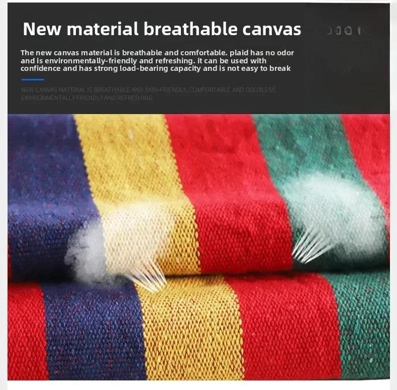 Outdoor Canvas Camping Hammock Anti Rollover Portable Thicken Fabric Single/Double Hammock with Carry Bag for Patio, Backyard