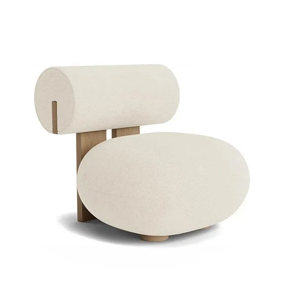 Homestaybalcony Lamb Velvet Single Sofa in The Ancient Style Leisure Back Sofa Chairs Cream Style Solid Wood Sofa Chair