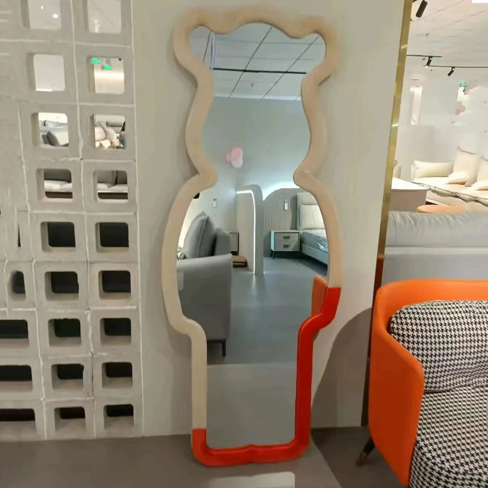 Wall hanging water ripple household villa model room floor mirror full-length mirror visual decoration