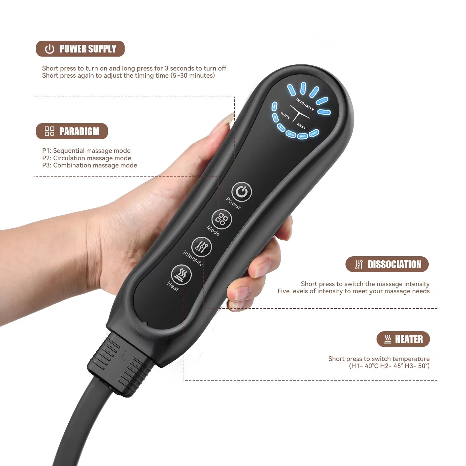 Air Compression Leg Massager Foot Calf Machine Blood Circulation Relaxation Instrument Long Airbag Vibration Heating Knee Tool