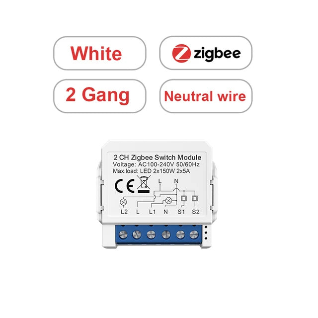 AVATTO Tuya WiFi Zigbee Smart Light Switch Module，Neutral Wire/No Neutral Wire Control DIY Breaker Work For Alexa, Google Home