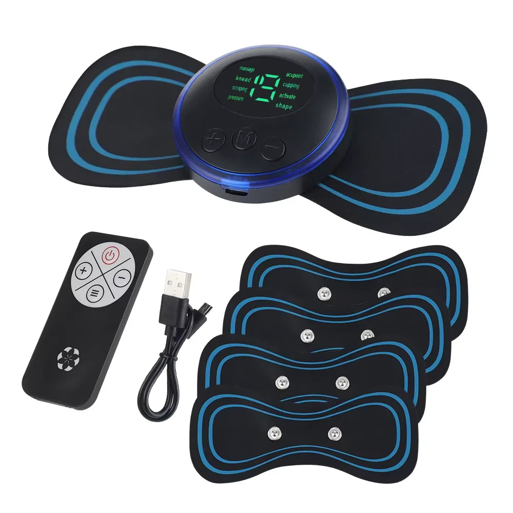 8 Modes Neck Massager Electric Back Shoulder Full Body Leg Massage Pad Remote Control Muscles Relax Fatigue Relief Patches Mini