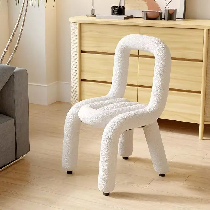 Nordic Style Creative Curved Chair, Plush Upholstered Kids/Accent Living Room Furniture