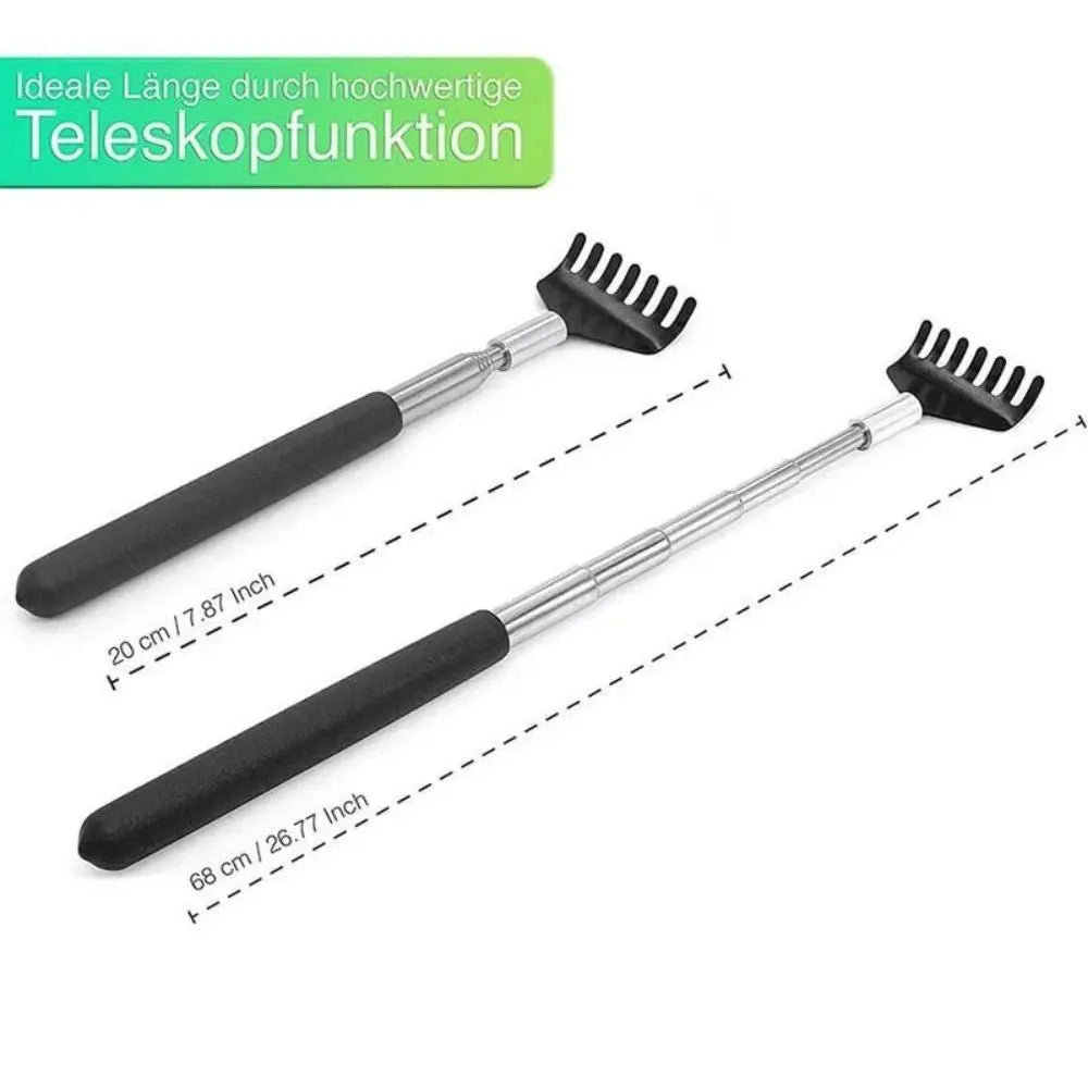 Telescopic Back Scratcher Scratching Backscratcher Massager Metal Stainless Steel Tool with Carrying Bag