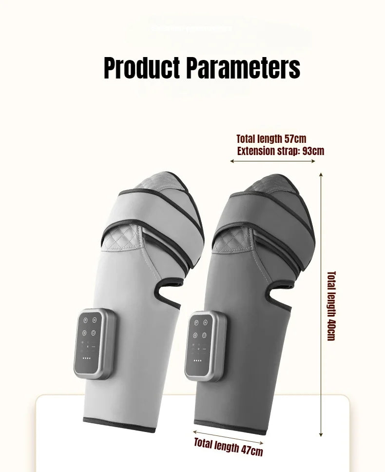 Wireless Knee and Calf Massager Heated Air Pressure 360° Wrap Portable Warm Therapy for Cold Legs and Joints Adjustable Hot Comp