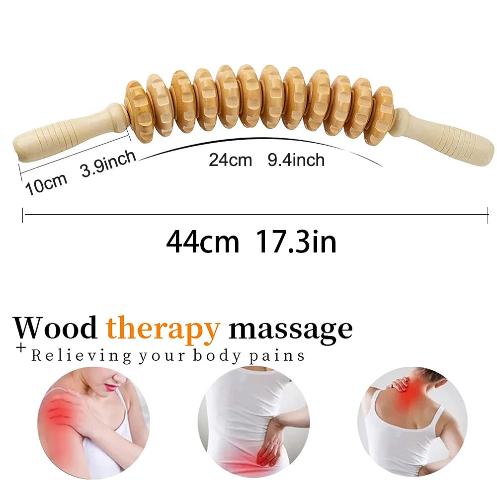 Curved Wood Massage Roller Stick Lymphatic Drainage Wood Therapy Massage Tool Maderoterapia Colombiana Anti Cellulite Massager