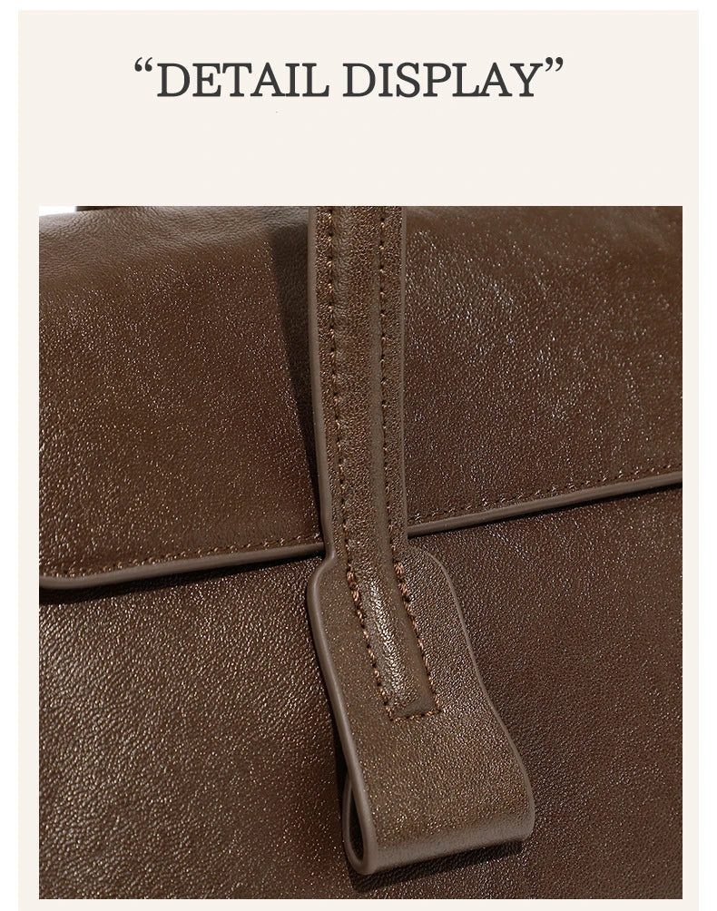 2025 New Genuine Leather Women's Shoulder Bag Large Capacity Cowhide Luxury Handbag Long Strip Black Baguette Bag Female