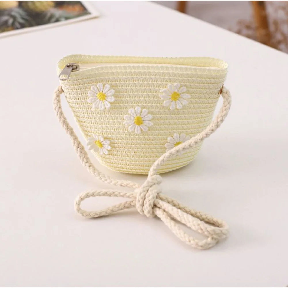 Kids Cute Hand Bag Children's Weave Shoulder Bags Fashion Straw Cross Bag For Girls Made From Natural
