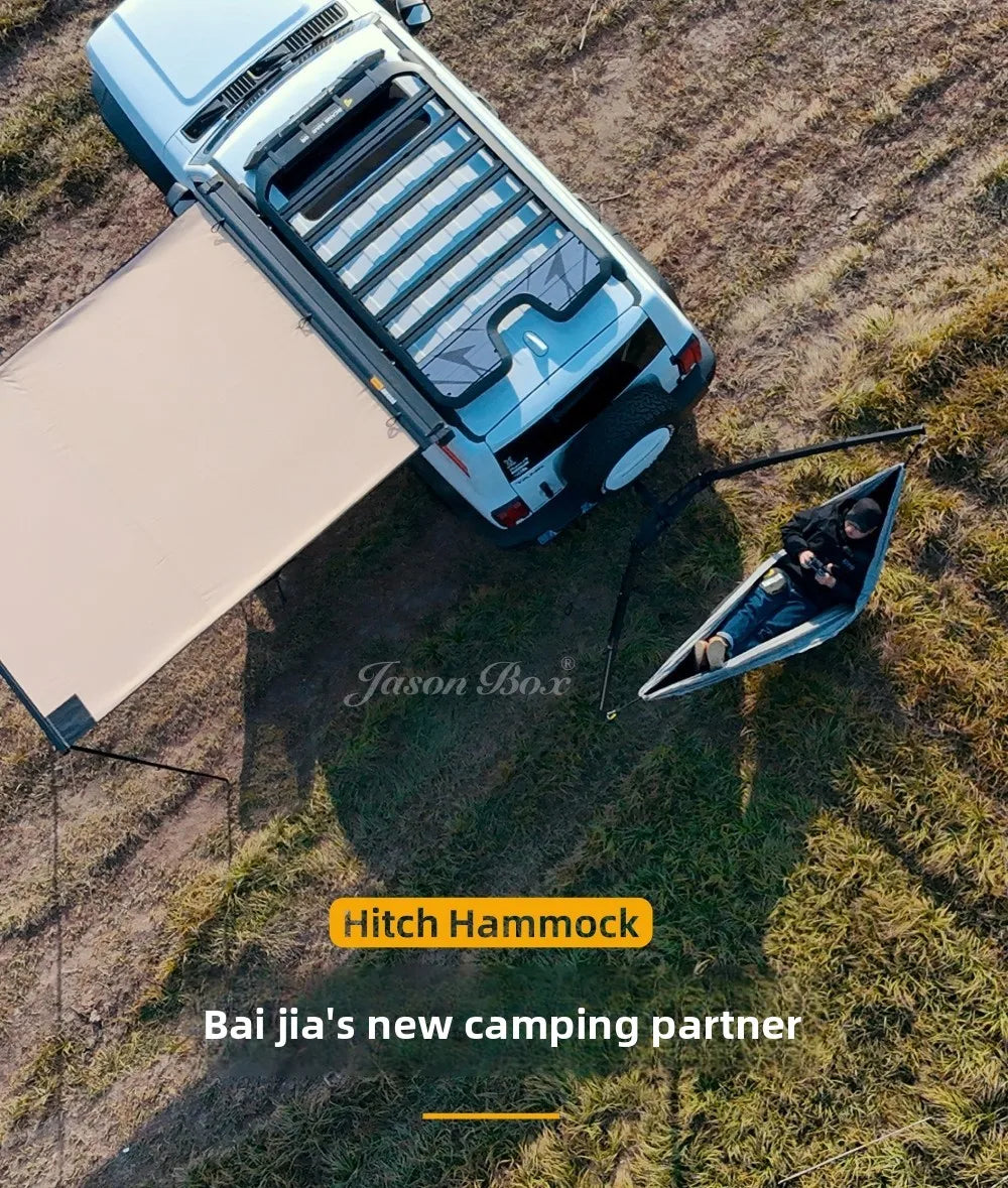 Universal Car Hammock Stand - Adjustable & Foldable Vehicle Mount Kit W/ Parachute Bed, Fits All Cars & SUVs