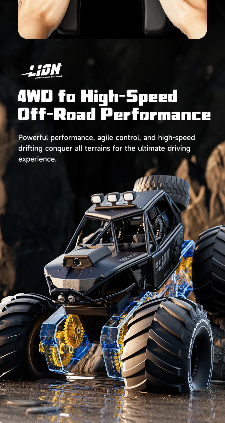 4DRC New Y10 Remote Control Car 2.4G Rc Boat Waterproof Amphibious Stunt Car 4WD All Terrain Truck Toys for Kids Birthday Gifts