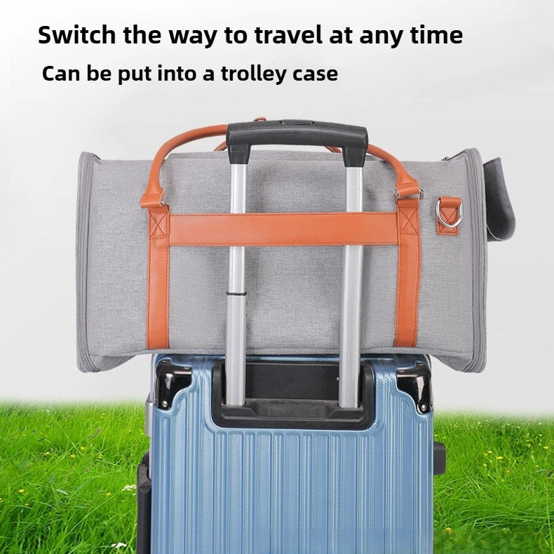 Multifunctional Cat Carrier with Trolley Large Capacity Breathable Foldable Pet Bag for Cats and Dogs