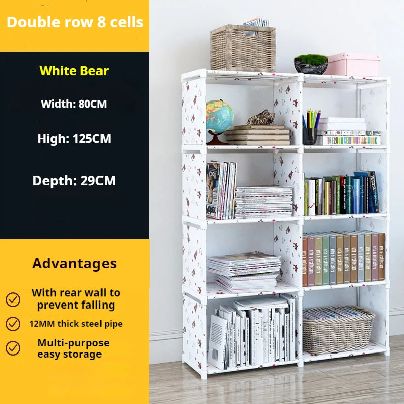 Bookshelf Simple Storage Locker Living Room Cabinets Easy Assembly Bookcase Multi-layer Metal Storage Rack 수납가구 이동식 수납장