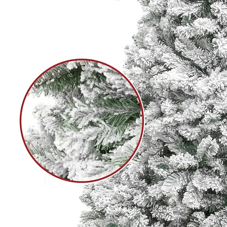 Realistic Snow Flocked Christmas Tree PVC Artificial Pine Tree White Snow Covered Xmas Tree for Store Window Decoration