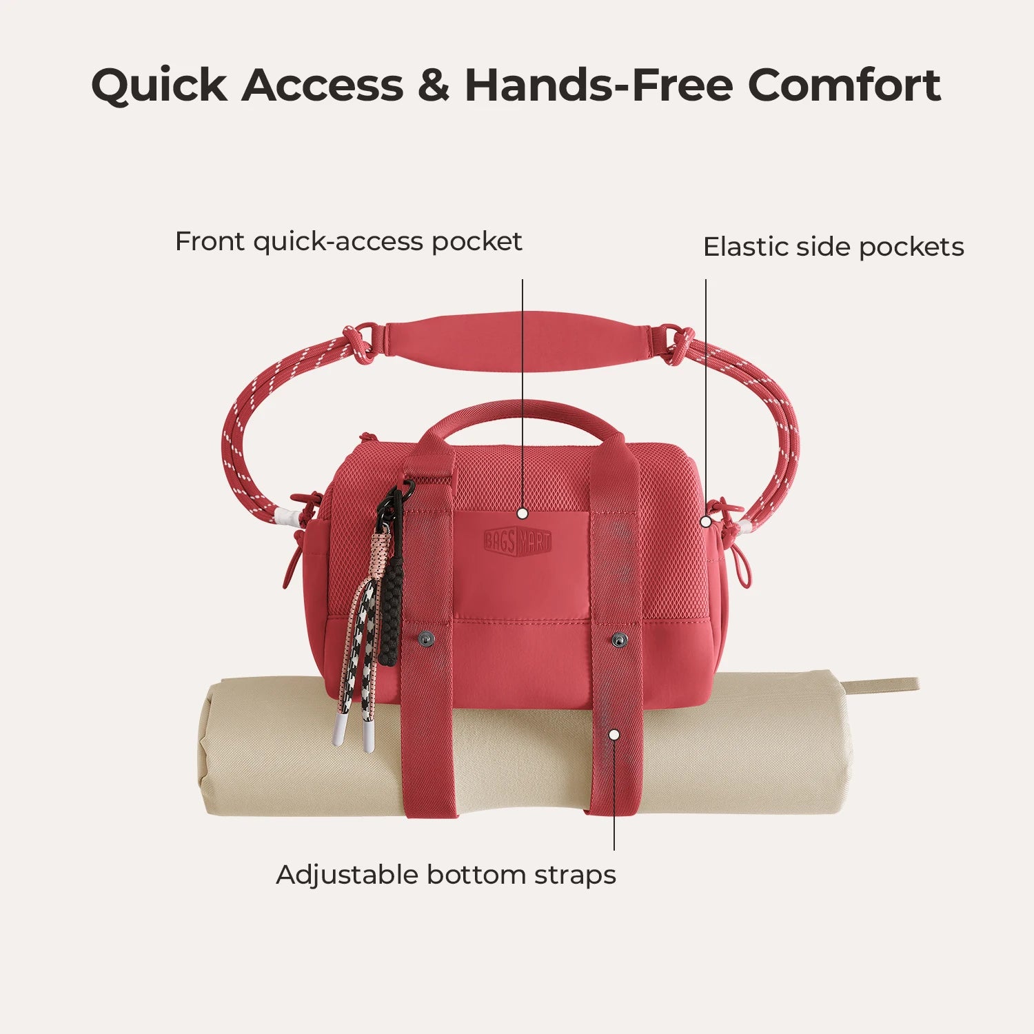 BAGSMART Boston Bag for Women Mini Duffel Shoulder Crossbody Bag Waterproof with Wet Pocket Gym Travel Daily Beach Weekender