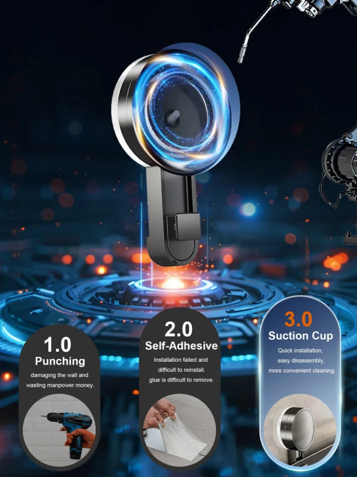 Space Aluminum Suction Cup Bathroom Rack No-punch Wall Mount Shower Storage Shelf Large Capacity Strong Load-bearing