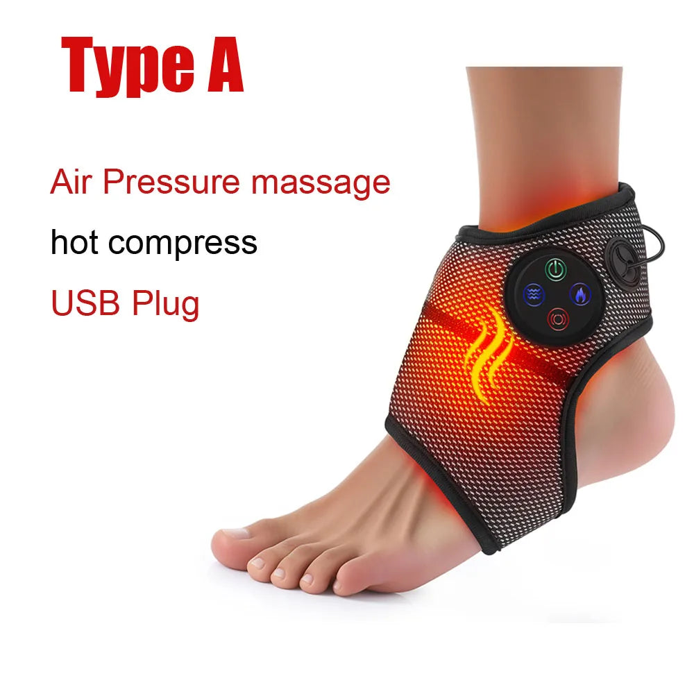 Electric Ankle Foot Massager Vibration Hot Compress Smart Air Pressure Multifunctional Brace Support Relaxation Treatments