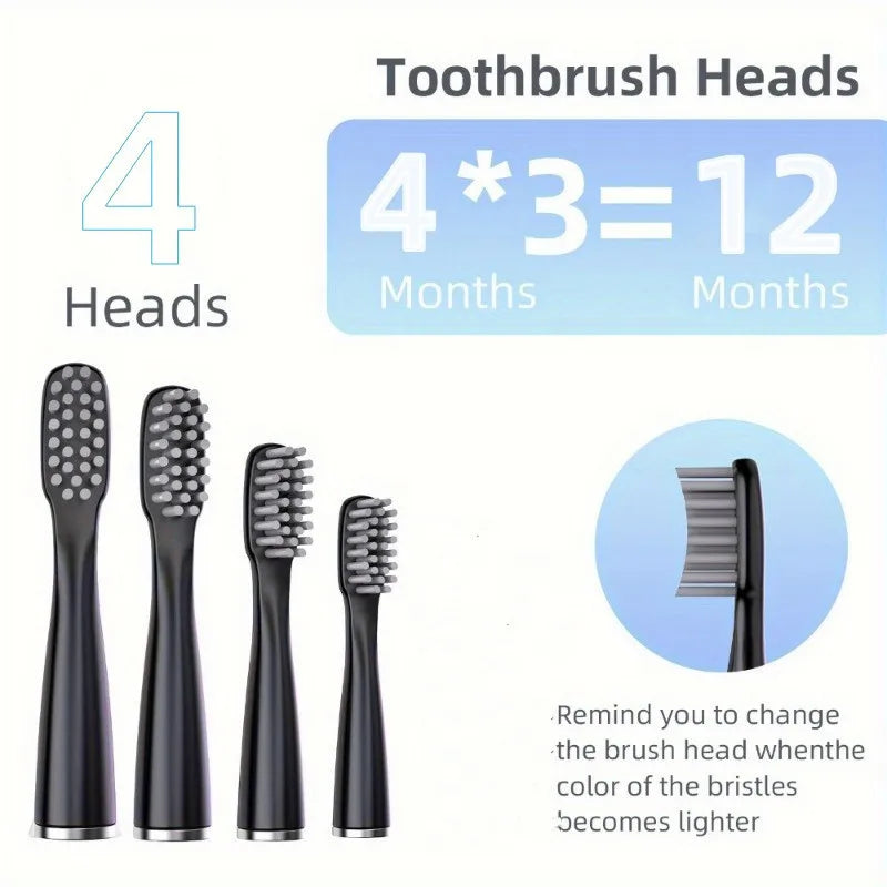 Electric Toothbrush Portable USB Rechargeable Automatic Electric Toothbrush with 6 Replaceable Brush Heads Suitable for Travel