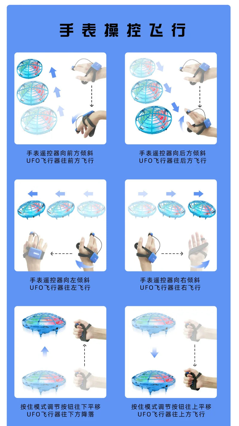 Mini Watch RC UFO Drone With Light Gesture Sensing Quadcopter Anti-collision Flying Ball Helicopter Drones Toys for children