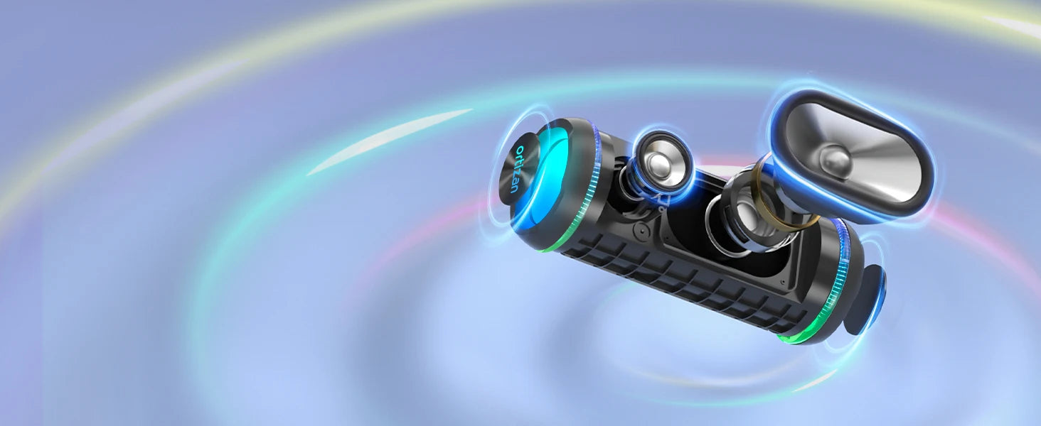 Ortizan X30 Portable Bluetooth Speaker Bluetooth 5.3 Wireless Speaker with 40W HD Loud Stereo Sound and RGB Colorful Lights AUX