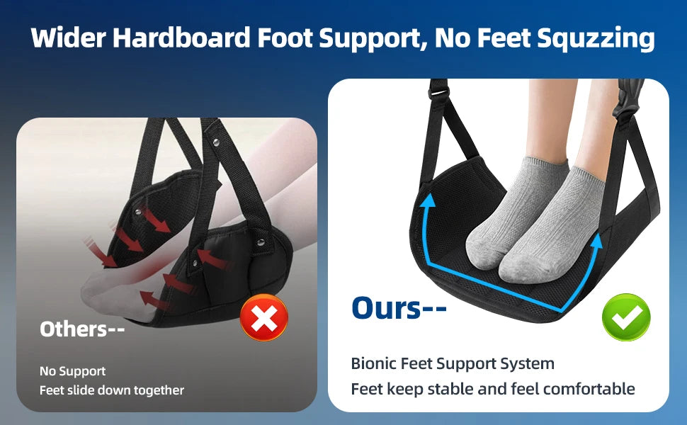 Newest Airplane Foot Hammock Airline Foot Rest With Removable Pad Adjustable Strap Foot Hammock With Menory Foam For Travel