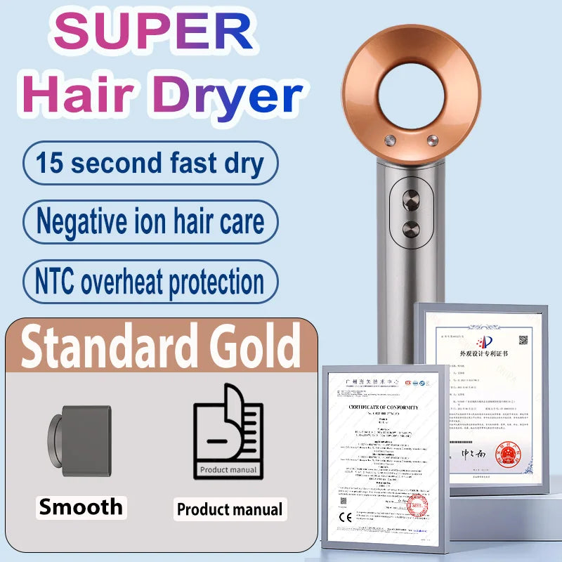 1600W Professional Hair-care Negative Ion Hair dryer 220V Leafless Hairdryer High Speed household Blow Dryer Salon Style Tool