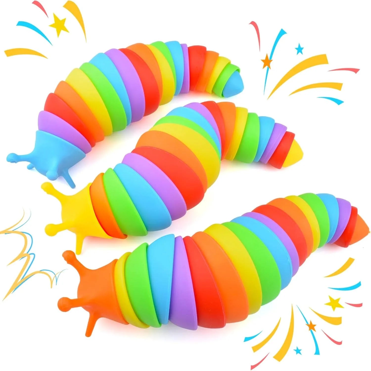 Colorful Simulation Caterpillar Antistress Toy Funny Fidget Decompression Articulated 3D Stress Reliever Gift Toy for Kids Adult