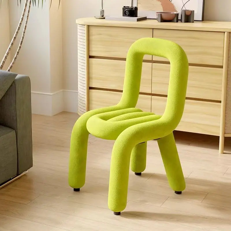 Nordic Style Creative Curved Chair, Plush Upholstered Kids/Accent Living Room Furniture