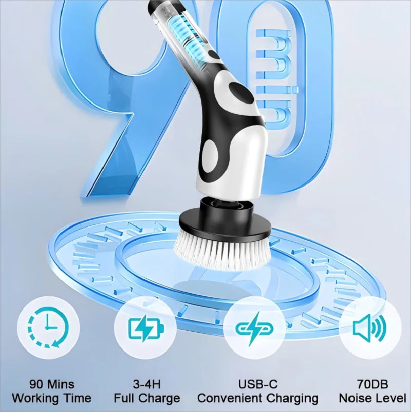 Multifunctional Electric Cleaning Brush Voice Rechargeable Smart Rotary Cleaning Brush Kitchen Cleaning Brush
