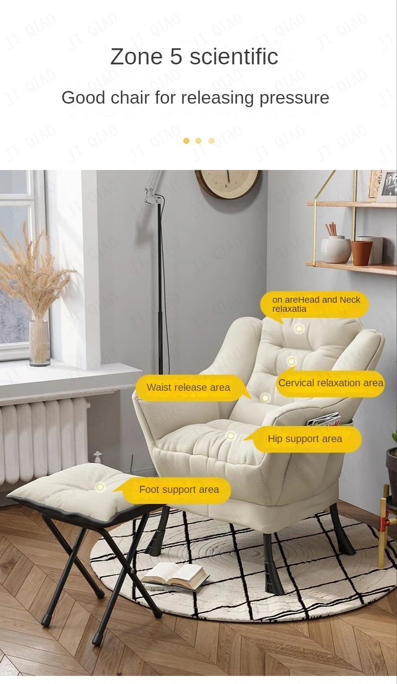 New Living Room Chairs Lazy Leisure Home Light Back chair sofa chair Bedroom Home comfortable Sofa Chair Armchair with Footrest