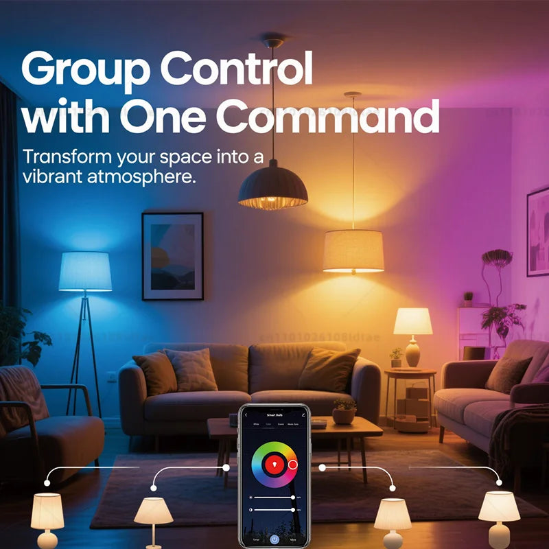 Tuya Wifi E14 Candle Lamp App Control Smart Bulb 5/7/9W RGB+CW LED Light Dimmable Crystal Group Lamps Works With Alexa Google