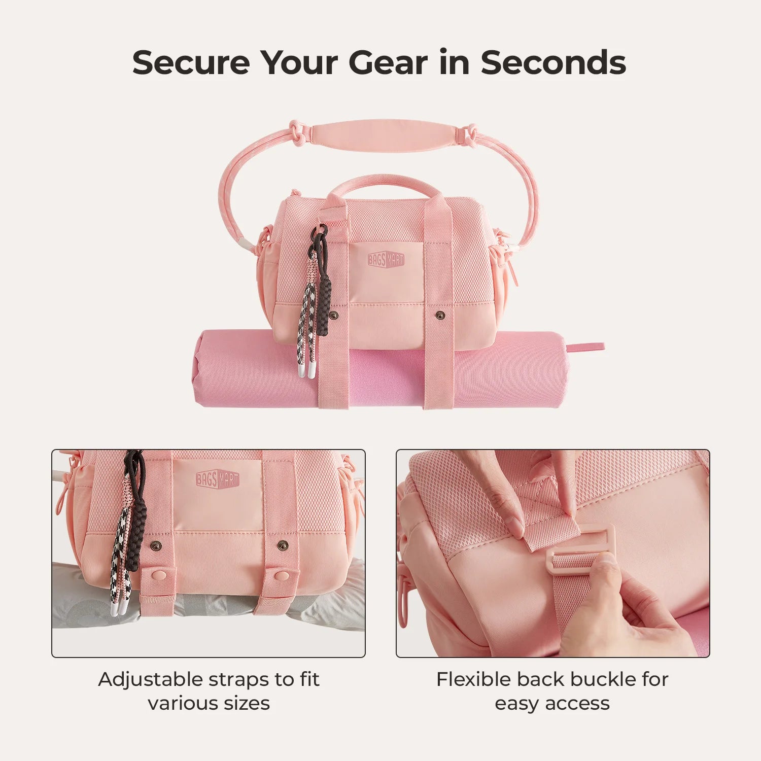 BAGSMART Boston Bag for Women Mini Duffel Shoulder Crossbody Bag Waterproof with Wet Pocket Gym Travel Daily Beach Weekender