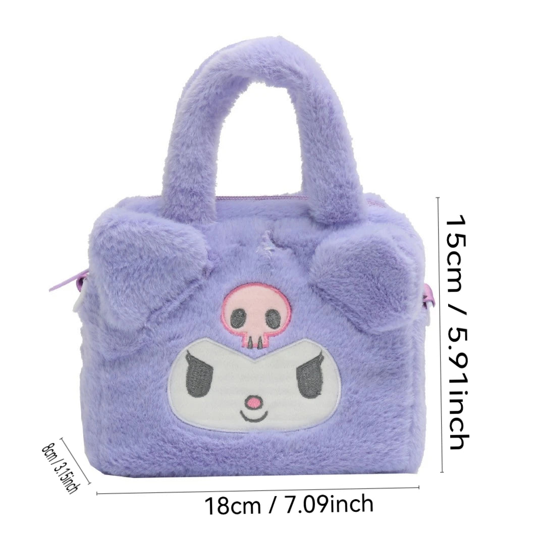 Sanrio Plush Bag Kawaii Kuromi Cinnamoroll Melody Cartoon Anime Handbag Crossbody Cosmetic Travel Storage Bags Women Girls Gifts