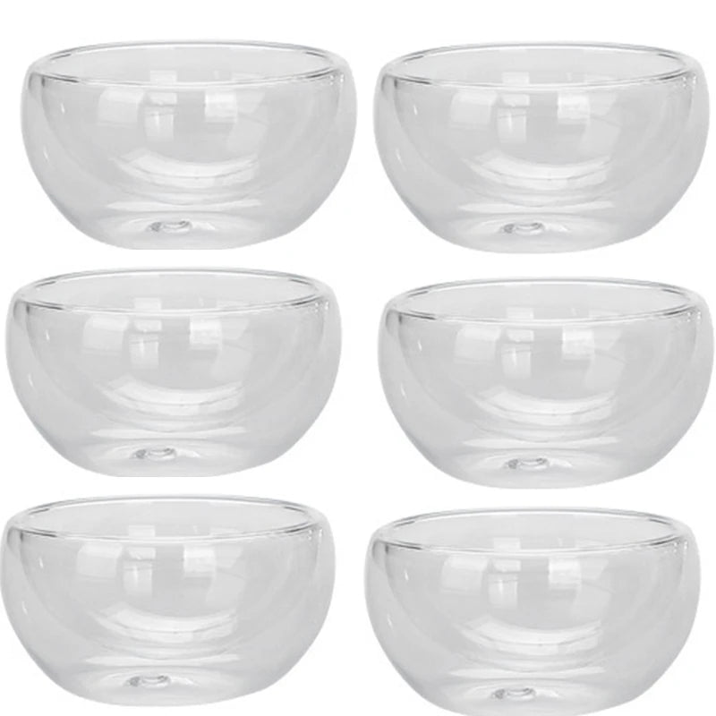 50ml Small Tea Cup Exquisite Double-layer Glass Transparent Cup Kung Fu Heat Resistant Teaware Puer Tea Coffee Cups Drinkware