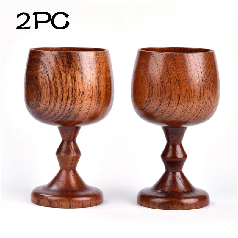 Handmade Natural Spruce wood Goblet Cup Environmental Classical Wine Glass Round Red Wine Teapcup Solid Wooden Goblets Drinkware