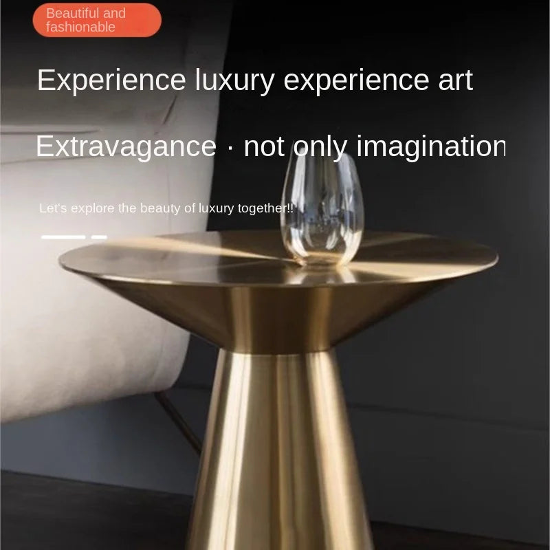 Nordic Modern Stainless Steel Titanium Small Coffee Table Italian Simple Round Small Apartment Stainless Steel Coffee Table 2024