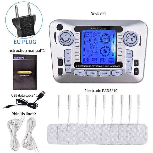 Electric 12 Modes TENS Acupuncture Physiotherapy EMS Muscle Stimulator Pulse Meridian Therapy Machine Body Relaxation Healthcare