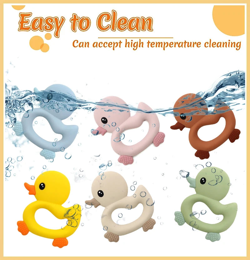 1PCS Baby Teether Toys Cartoon Duck Silicone Teether For Baby BPA Free Teething Chewing Toys Soft Teether Baby Accessories